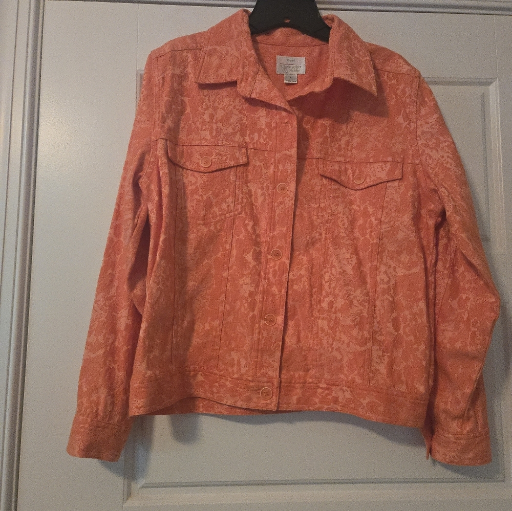 Christopher and Banks  orange embossed jacket.